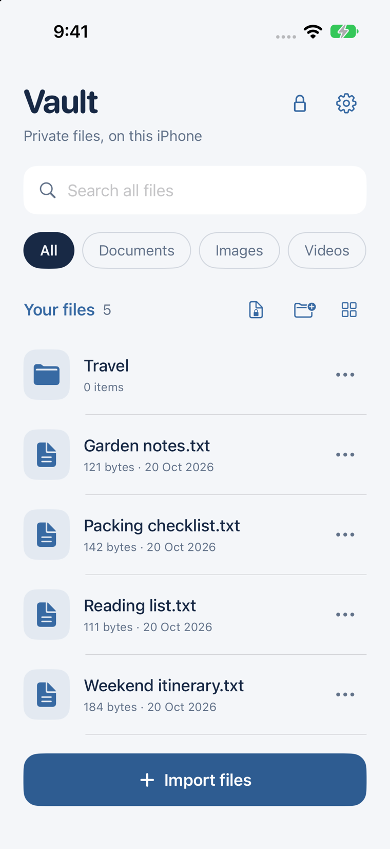 Vault library on iPhone
